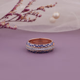 Blue Enamel Round Diamond Pave Band