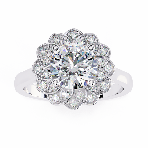 The Celestial Bloom Round Cut Ring