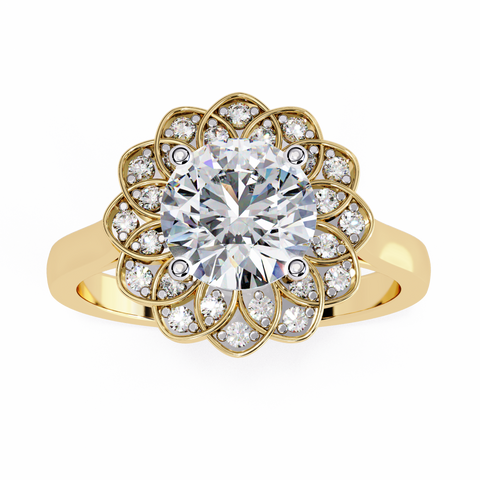 The Celestial Bloom Round Cut Ring