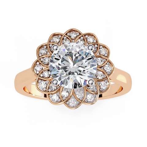 The Celestial Bloom Round Cut Ring