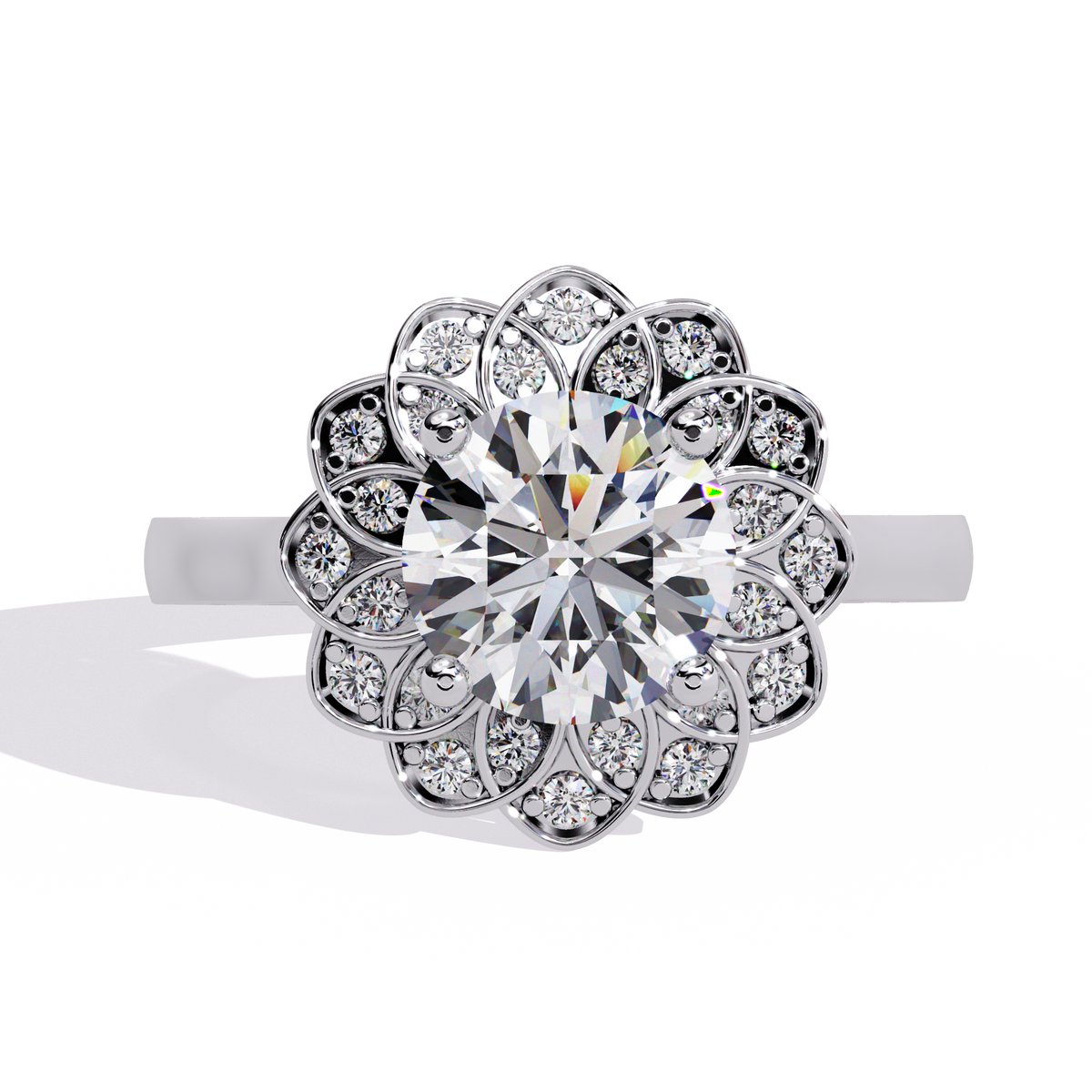 The Celestial Bloom Round Cut Ring