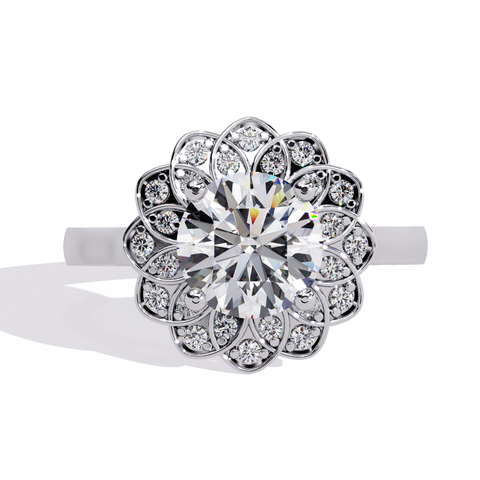 The Celestial Bloom Round Cut Ring