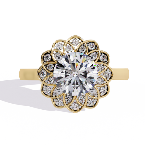 The Celestial Bloom Round Cut Ring