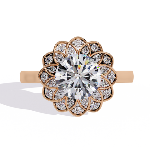 The Celestial Bloom Round Cut Ring