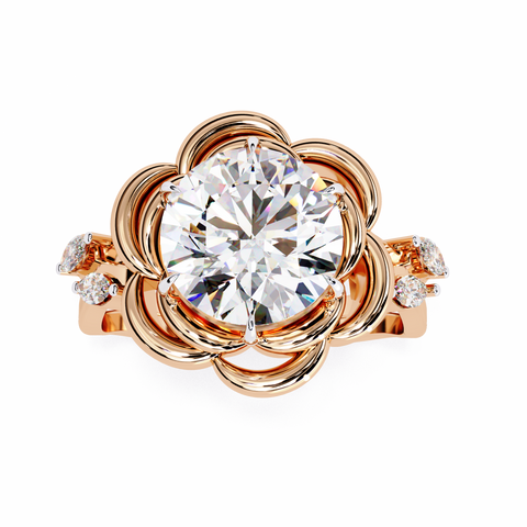 The Golden Dahlia Round Cut Ring