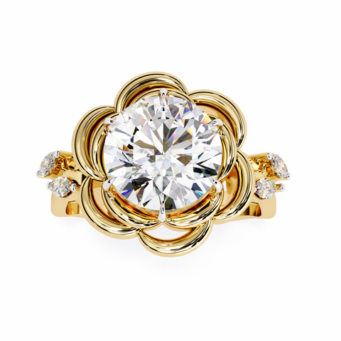 The Golden Dahlia Round Cut Ring