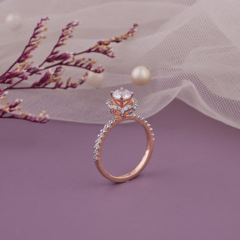 Round Diamond Floral Engagement Ring