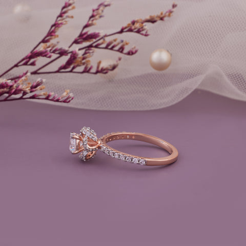 Round Diamond Floral Engagement Ring